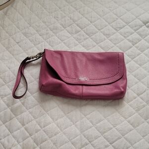 Coach Magenta Leather Wristlet